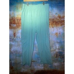 Soft Surroundings Seafoam Green Linen Blend Cargo Pants Cropped Womens Medium